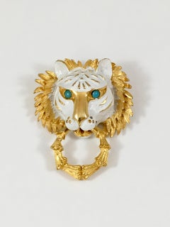 Pauline Rader Lion Head Brooch Pendant 1960s