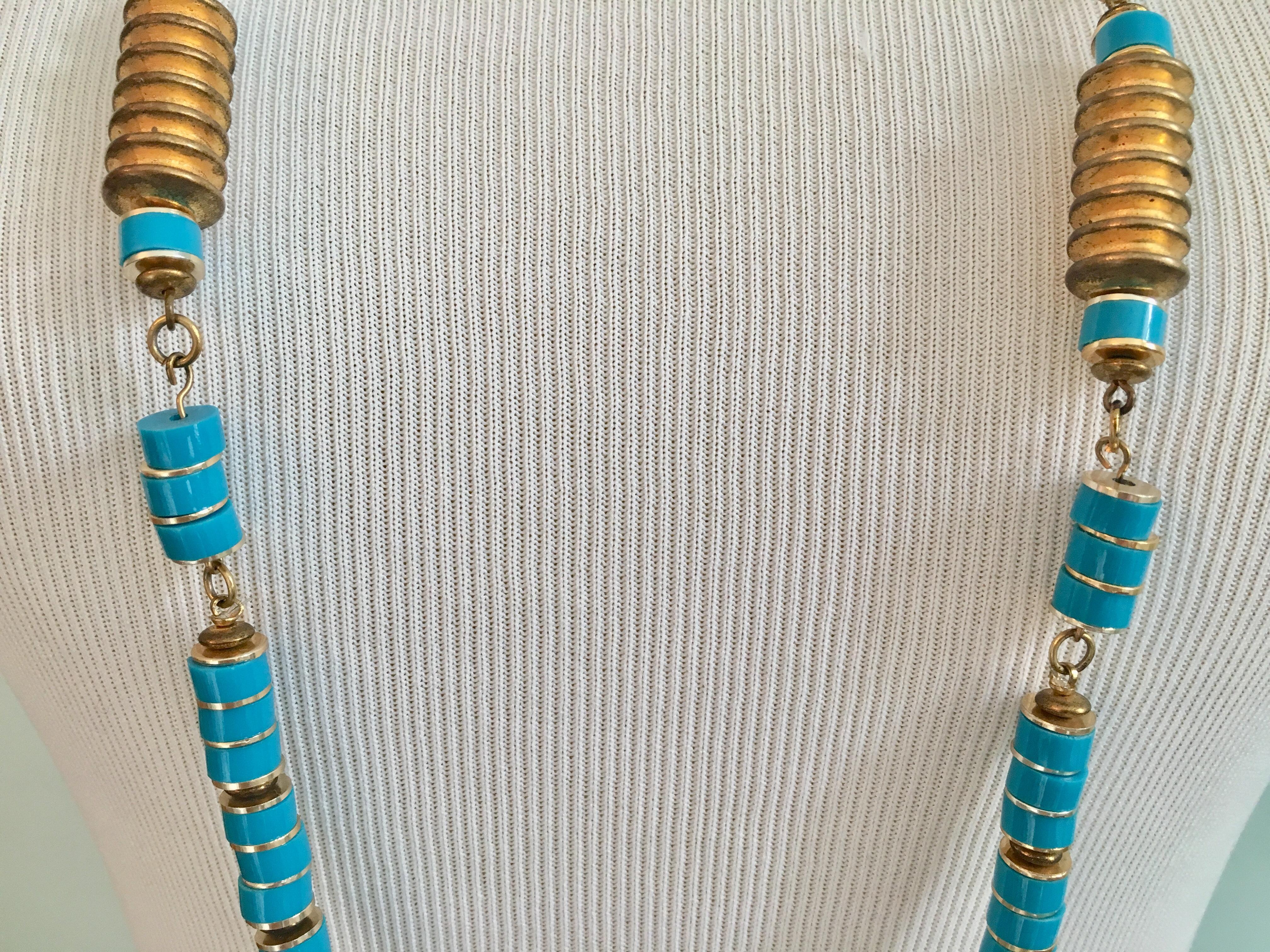 Pierre Cardin Turquoise Colored Beaded Necklace, 1970s 2