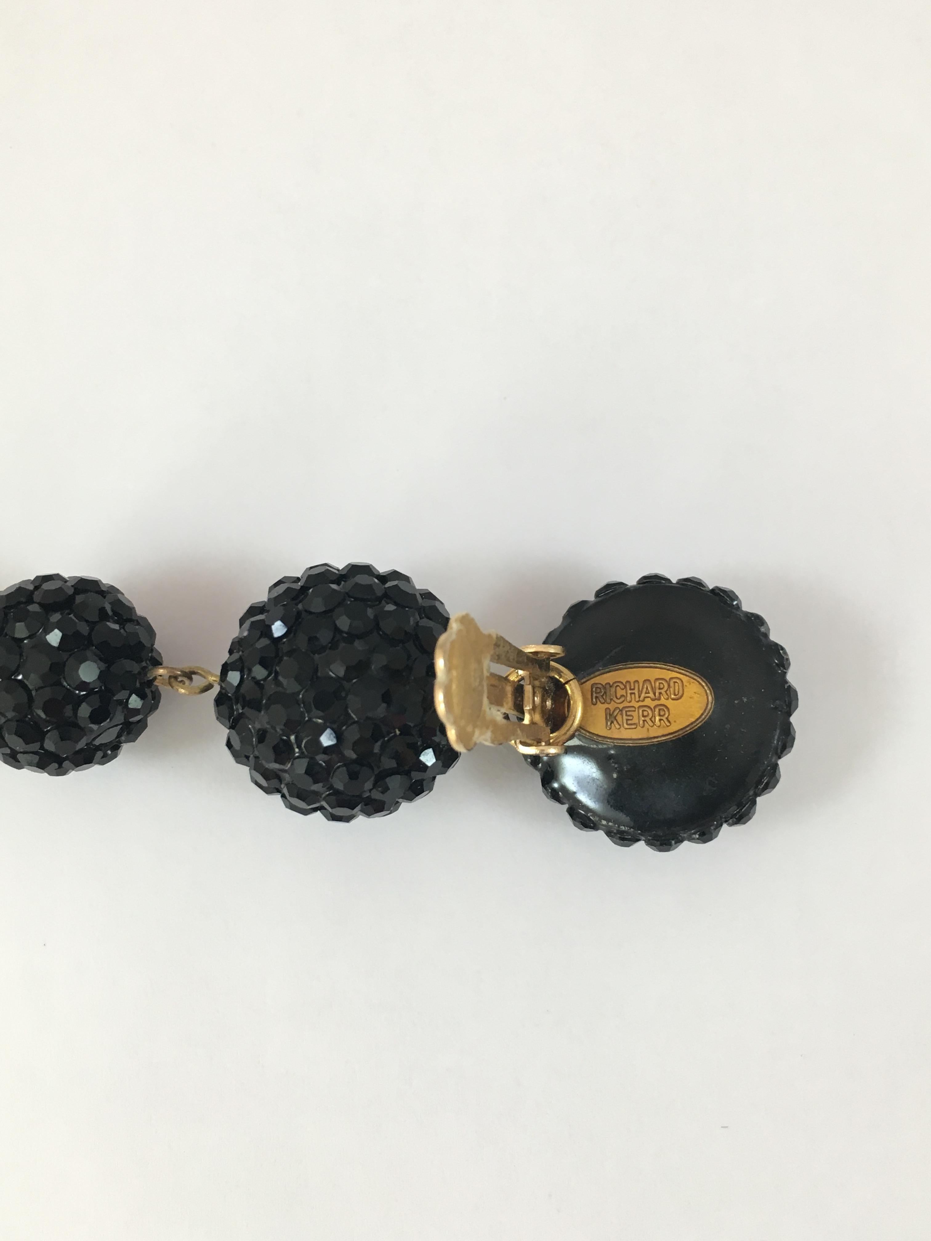 Richard Kerr Black Dangle Statement Earrings, 1980s  For Sale 3