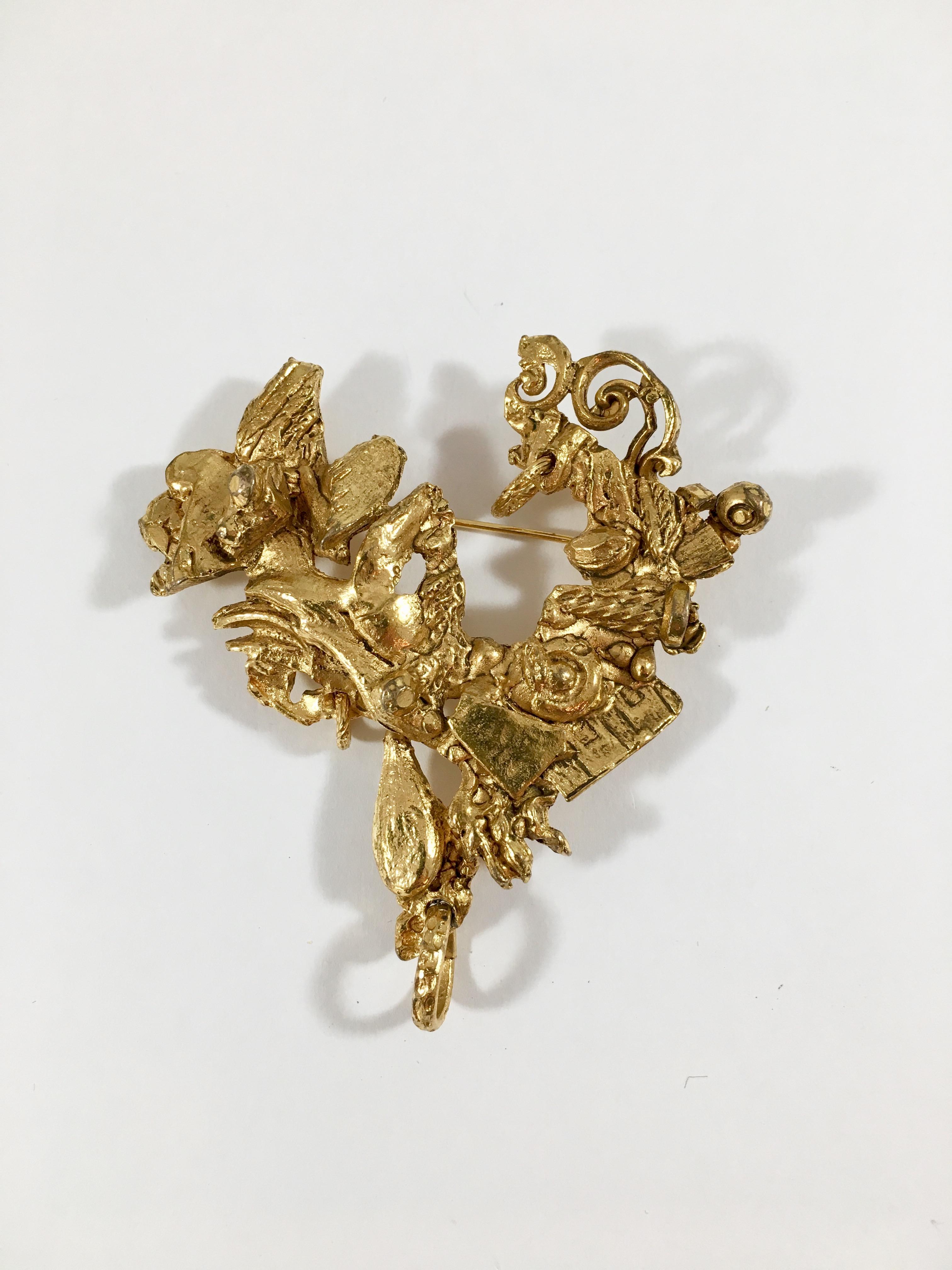 Christian Lacroix Abstract Heart Brooch, 1990s For Sale 3