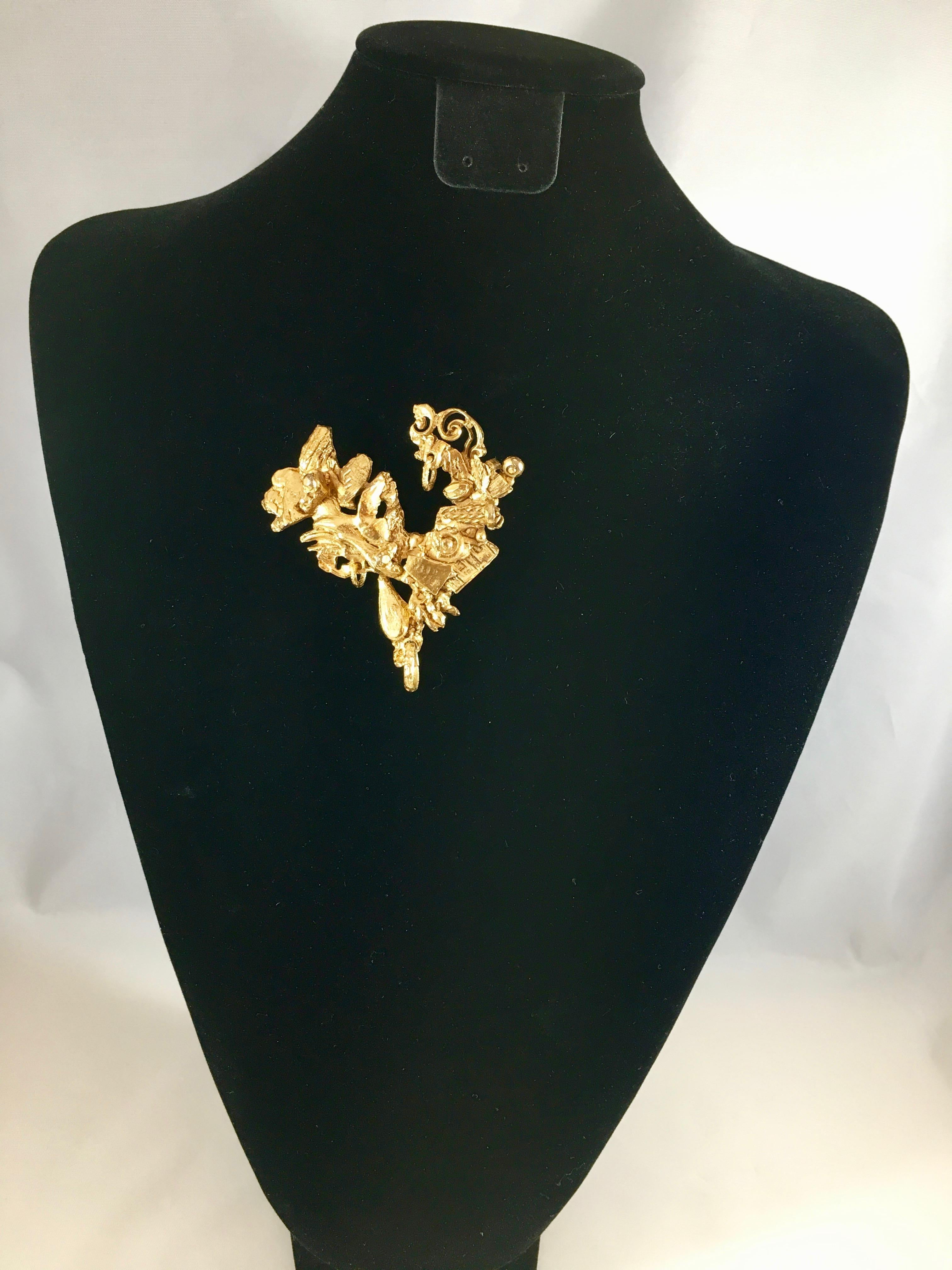 Christian Lacroix Abstract Heart Brooch, 1990s For Sale 6