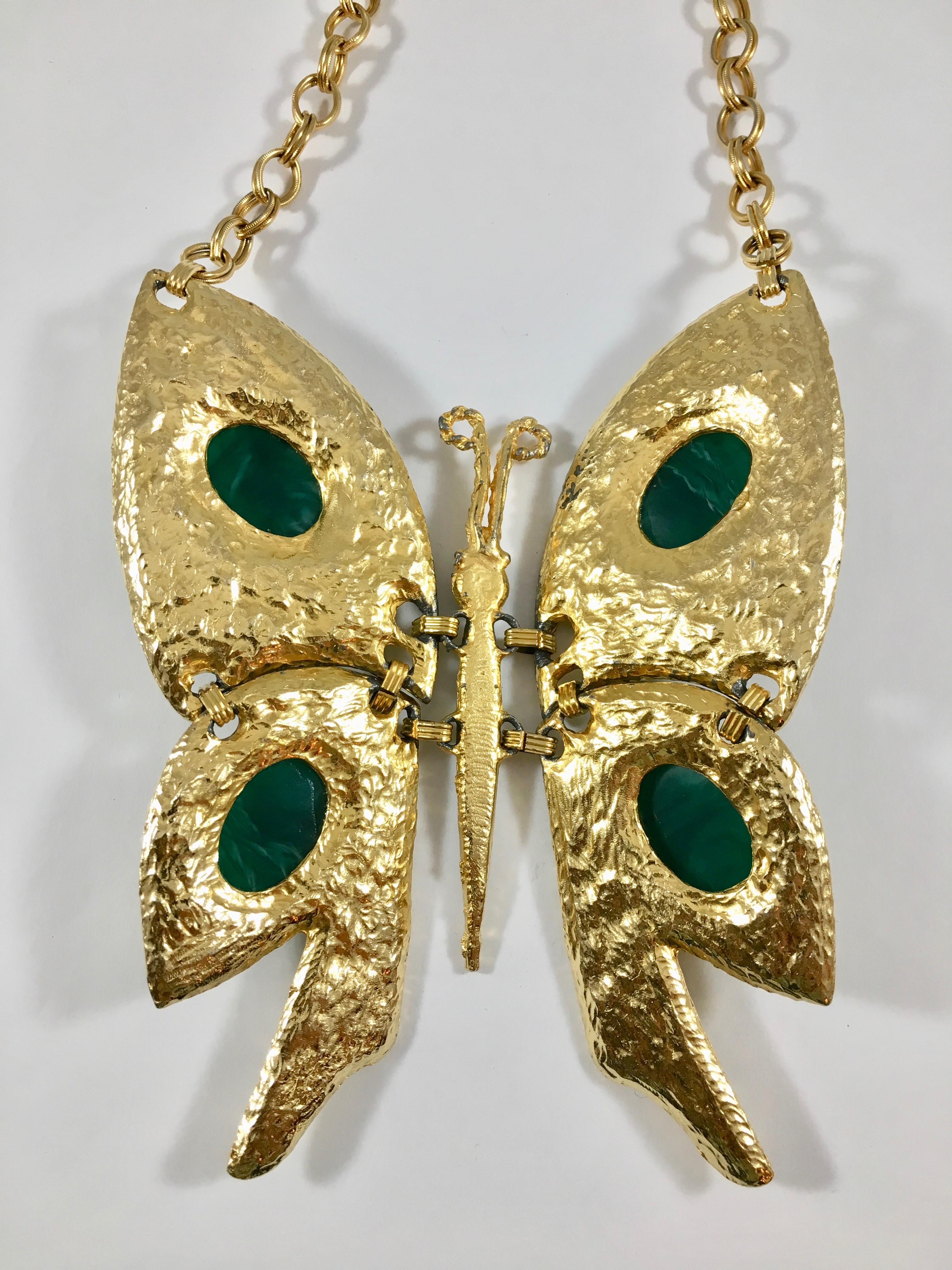 Massive Butterfly Pendant Necklace, 1970s 7