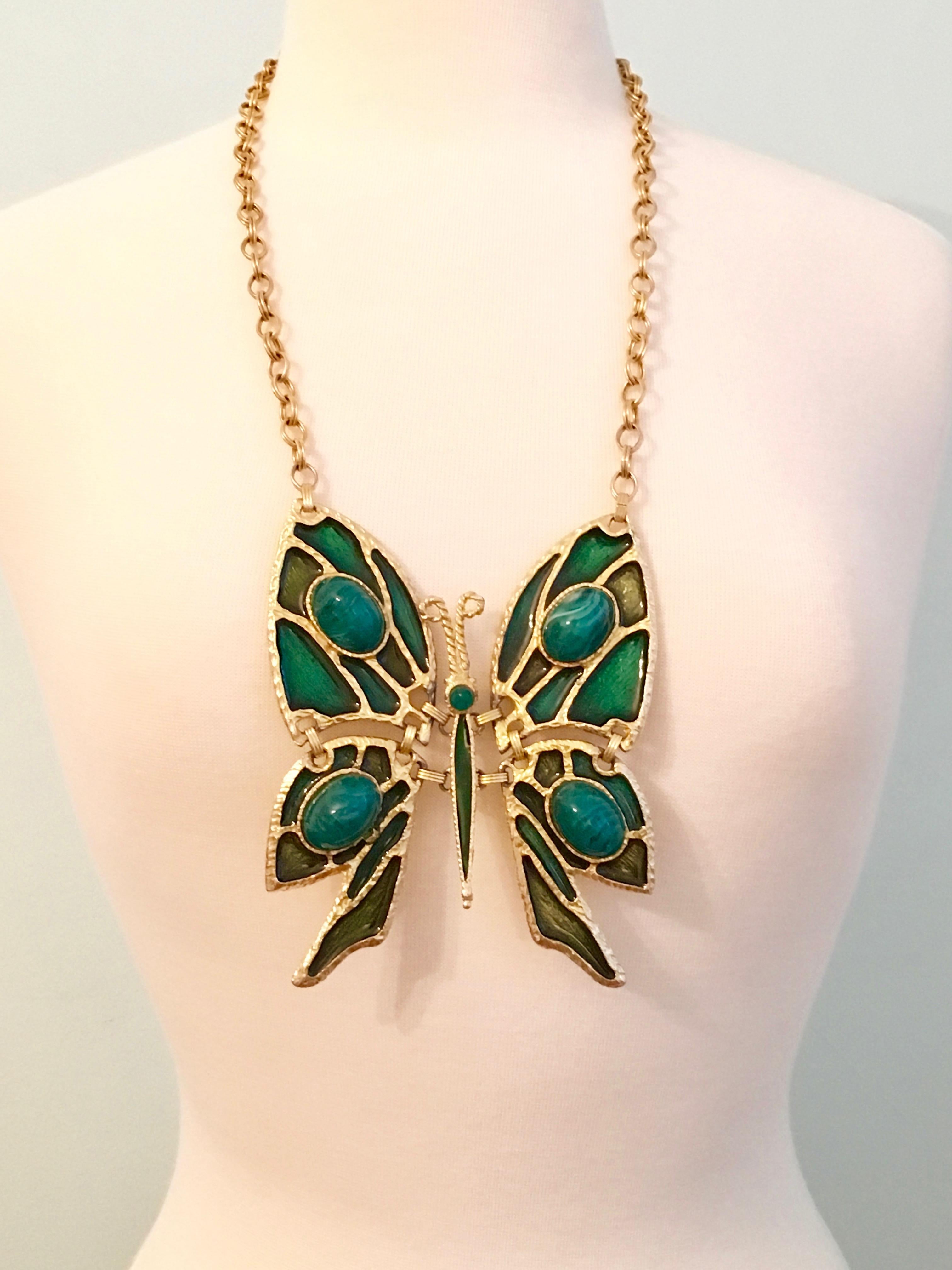 Massive Butterfly Pendant Necklace, 1970s 1
