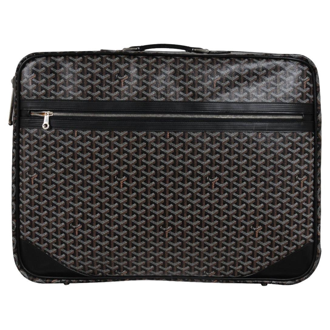 Goyard Rolling Luggage Carry Soft Sided Suitcase 55 Boeing Duffle Bag Black Canv
