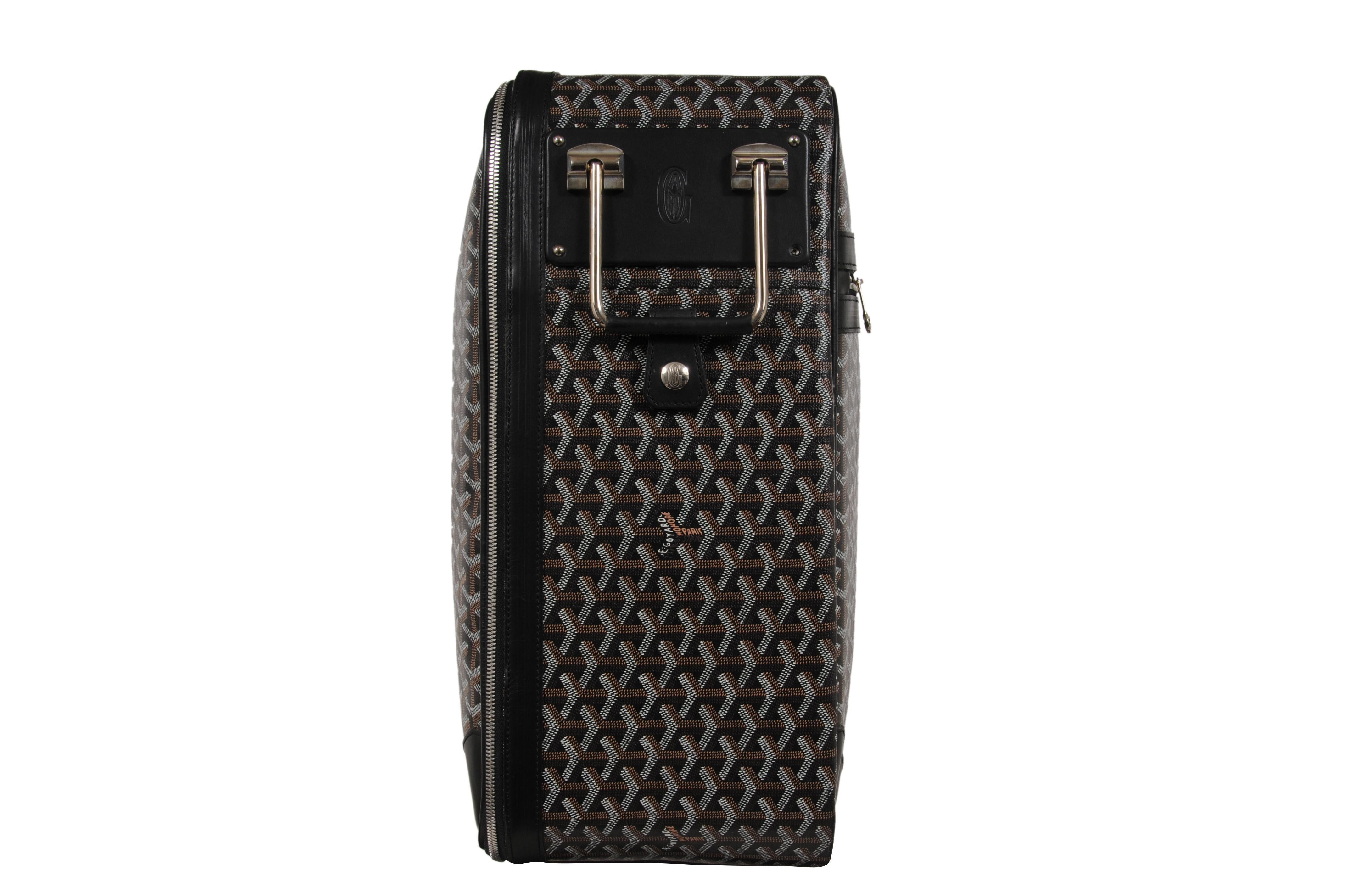 Goyard Rolling Luggage Carry Soft Sided Suitcase 55 Boeing Duffle Bag Black Canv (Schwarz) im Angebot