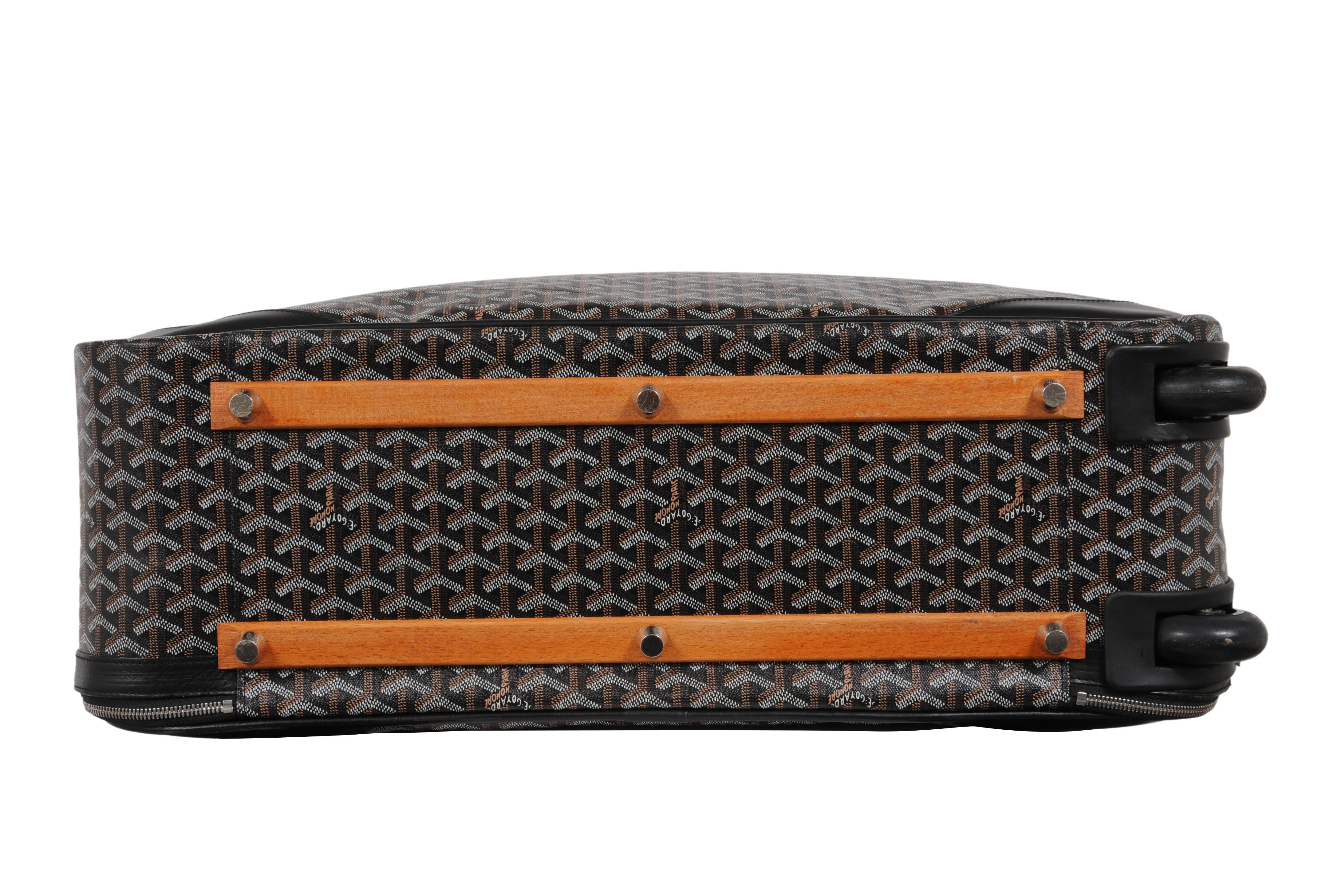 Goyard Rolling Luggage Carry Soft Sided Suitcase 55 Boeing Duffle Bag Black Canv im Angebot 5