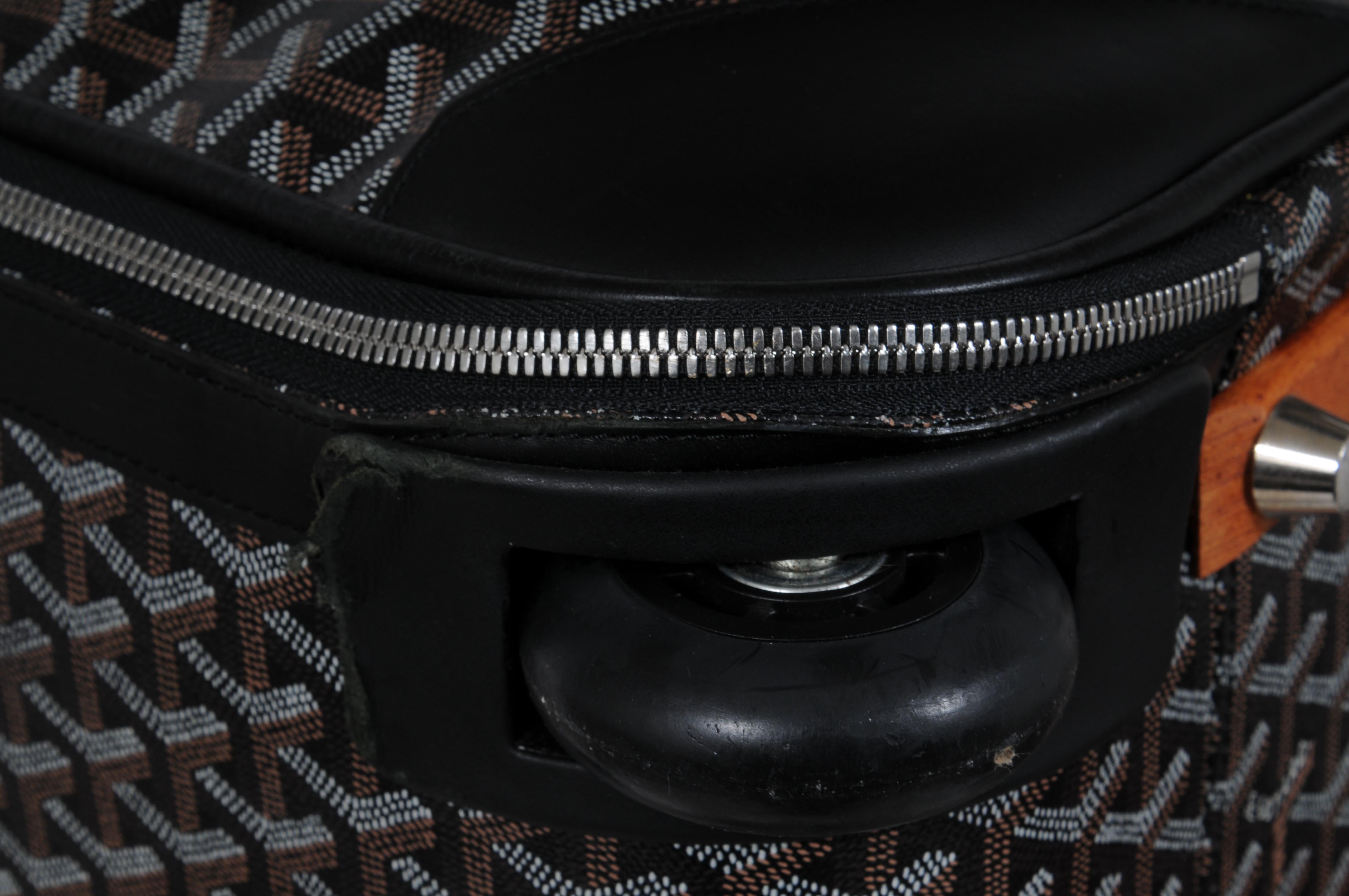 Goyard Rolling Luggage Carry Soft Sided Suitcase 55 Boeing Duffle Bag Black Canv im Angebot 10