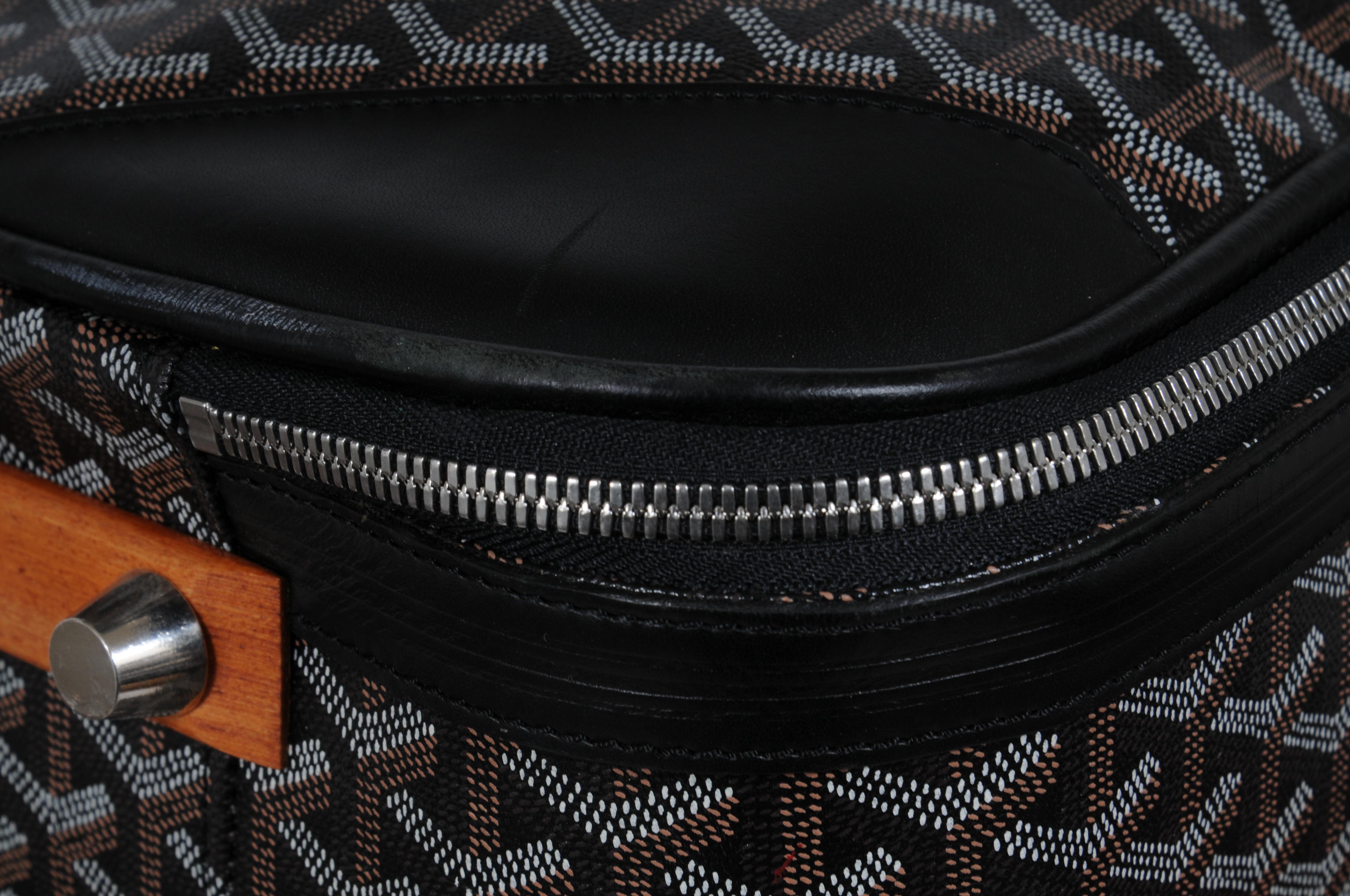 Goyard Rolling Luggage Carry Soft Sided Suitcase 55 Boeing Duffle Bag Black Canv im Angebot 9