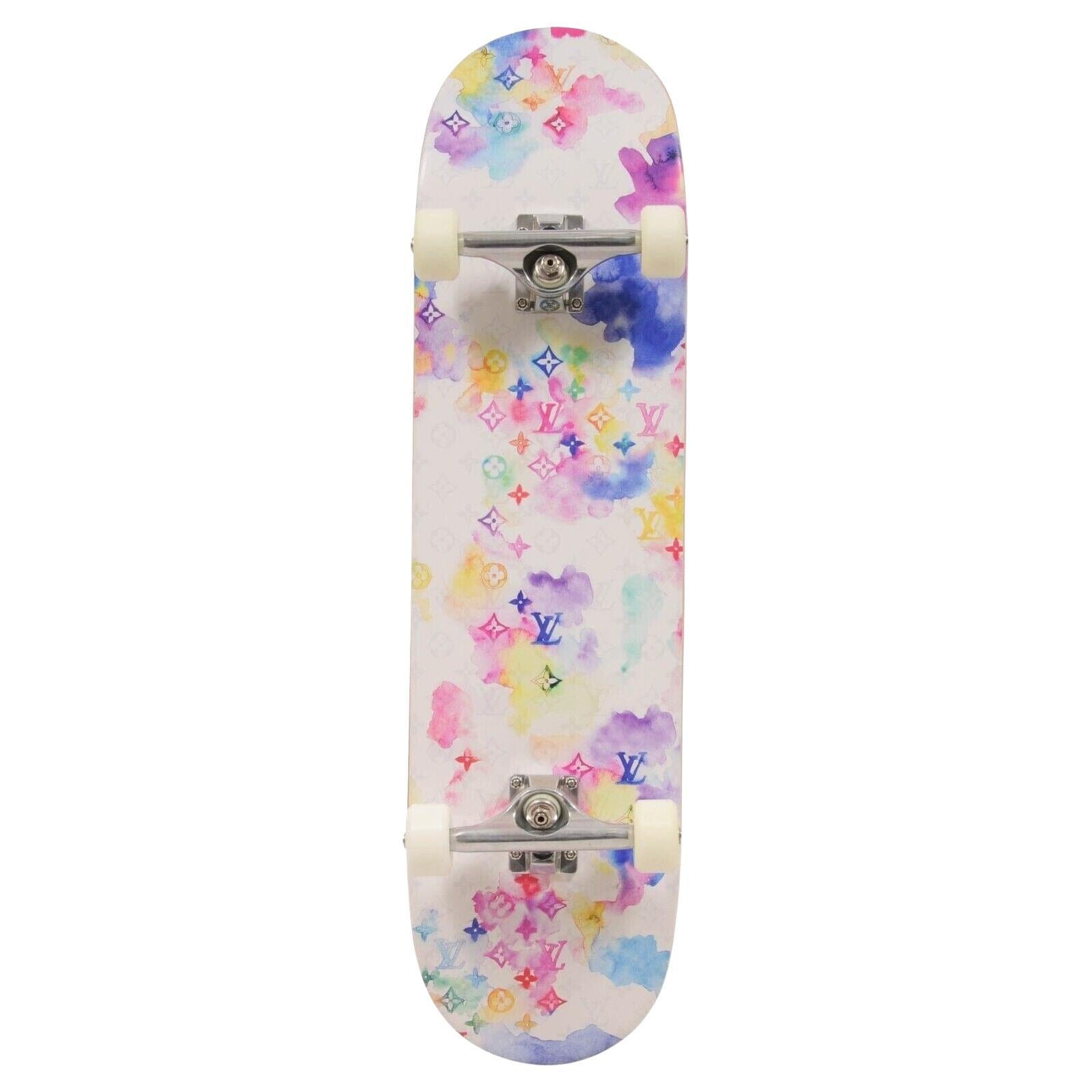 Louis Vuitton SS21 Skate Deck Watercolor LV Monogram Logo Skateboard Art Decor