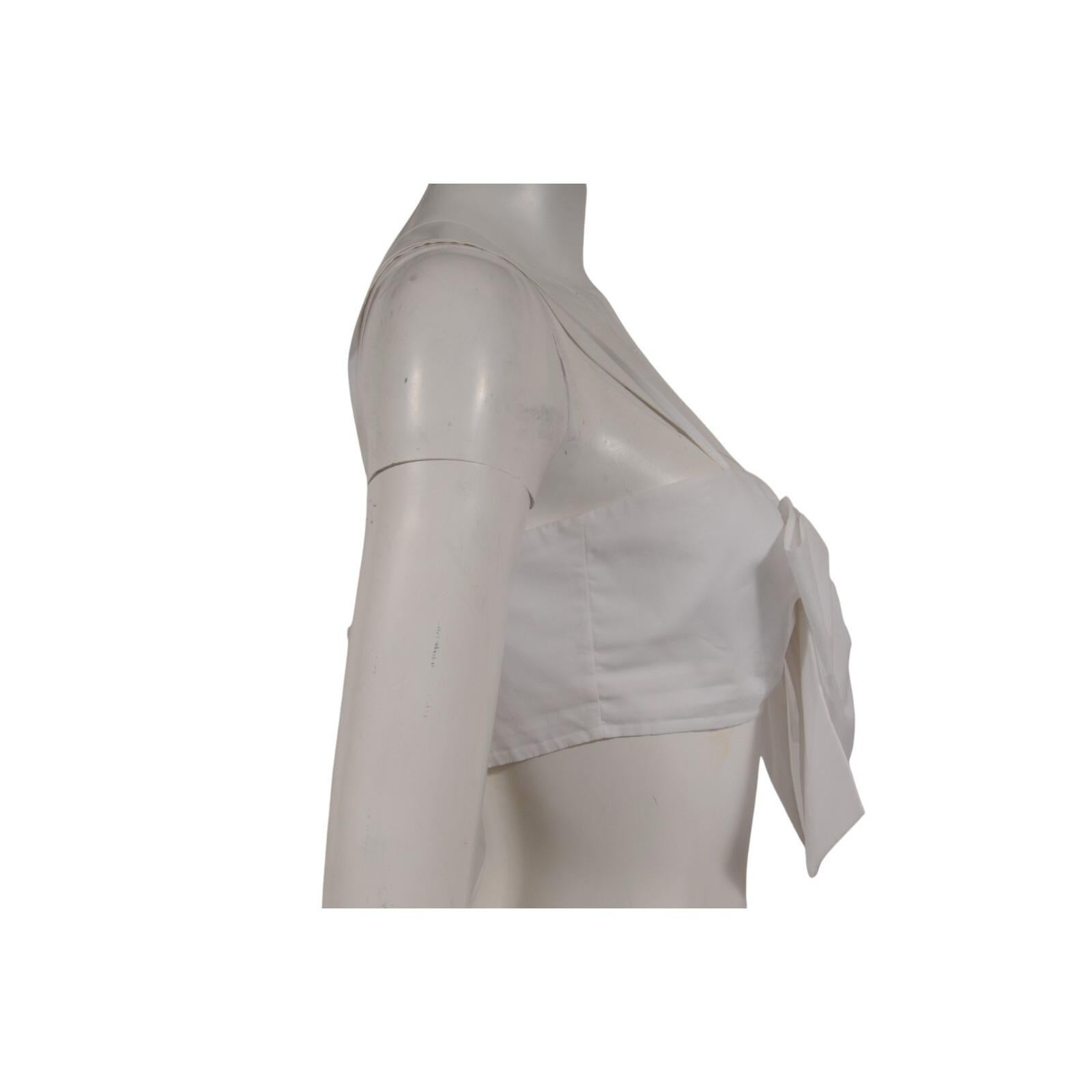 Chanel - Top pour corset avec nœud et épingle à fleur Taille FR 40 Blanc CC Logo Coton Pour femmes en vente
