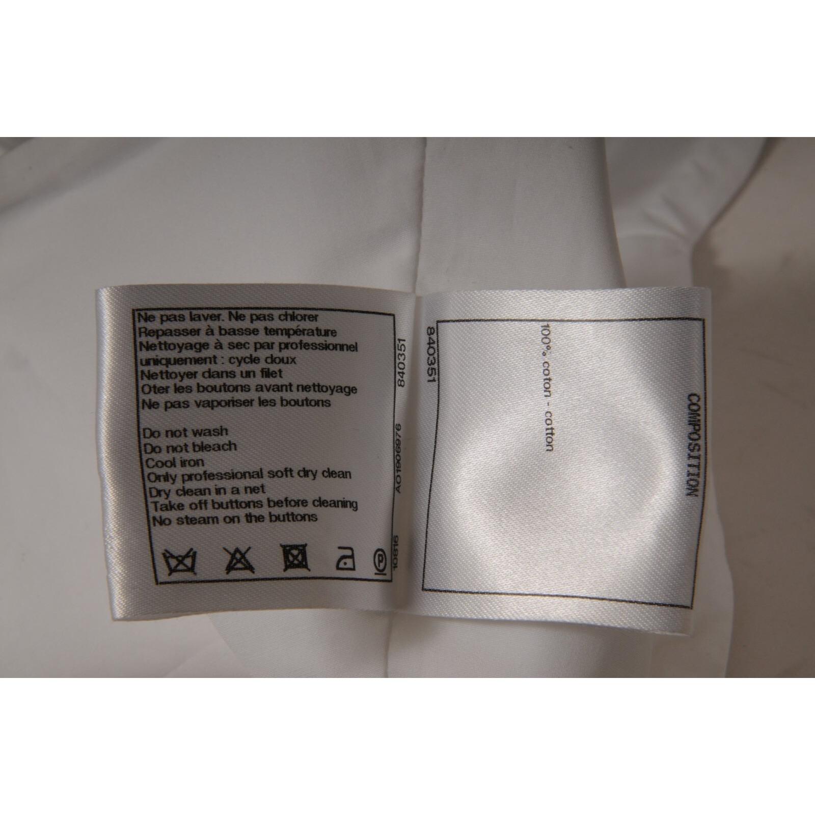 Chanel - Top pour corset avec nœud et épingle à fleur Taille FR 40 Blanc CC Logo Coton en vente 7