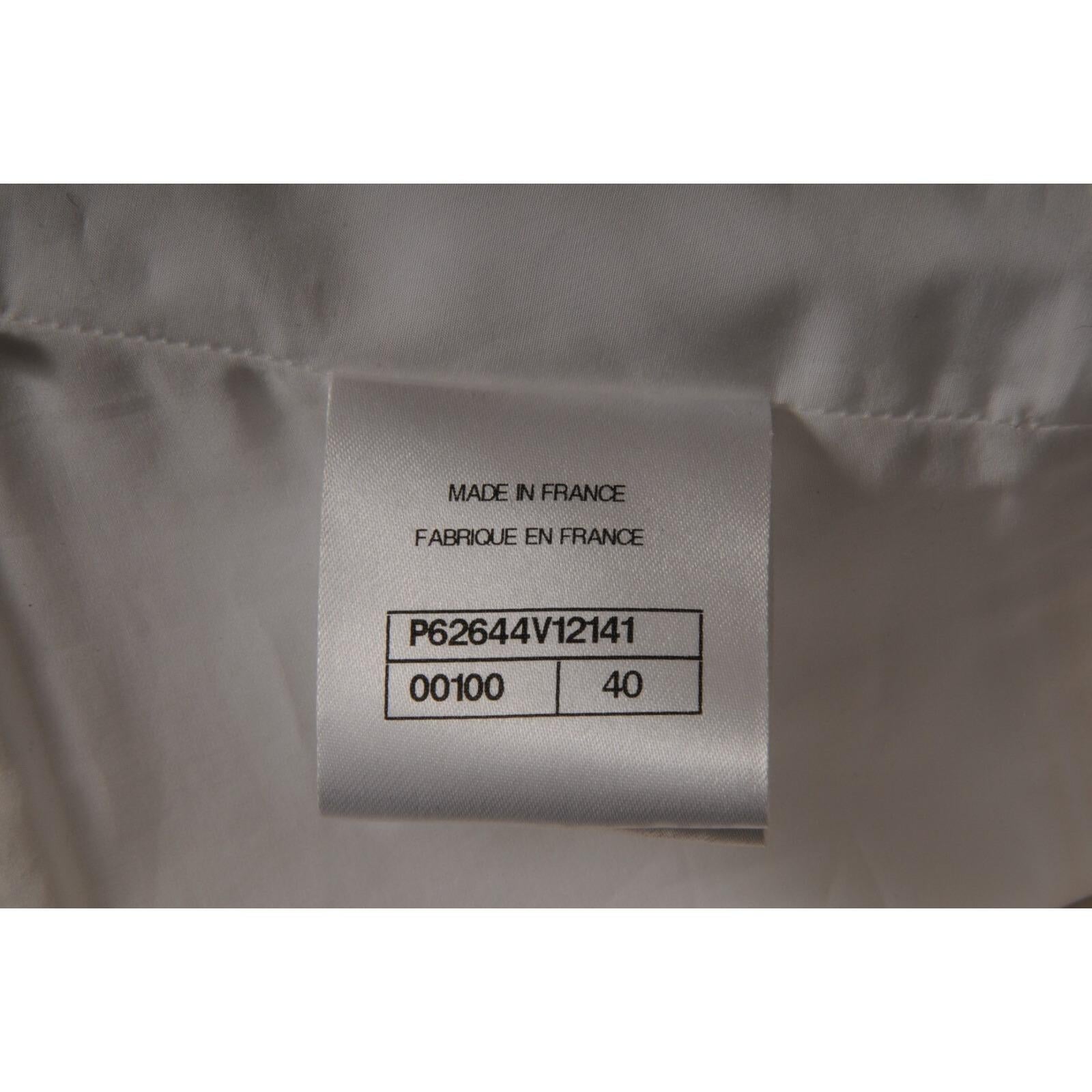 Chanel - Top pour corset avec nœud et épingle à fleur Taille FR 40 Blanc CC Logo Coton en vente 6