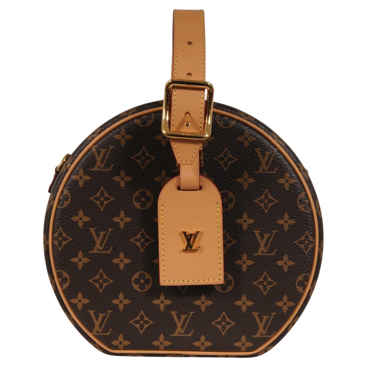Louis Vuitton Petite Boite Chapeau Bag Brown Monogram Canvas Crossbody Shoulder en vente
