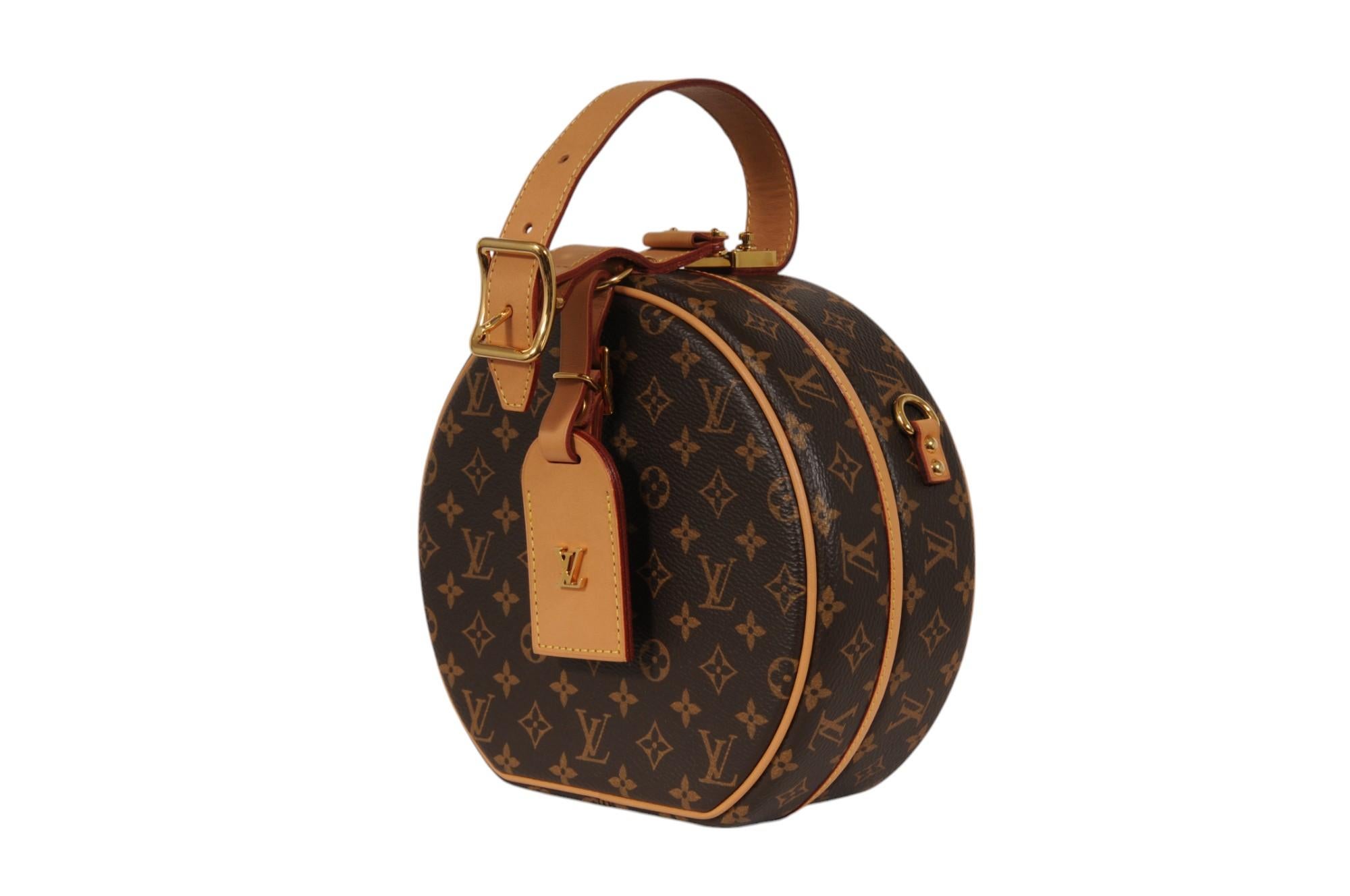 Louis Vuitton Petite Boite Chapeau Bag Brown Monogram Canvas Crossbody Shoulder en vente 3