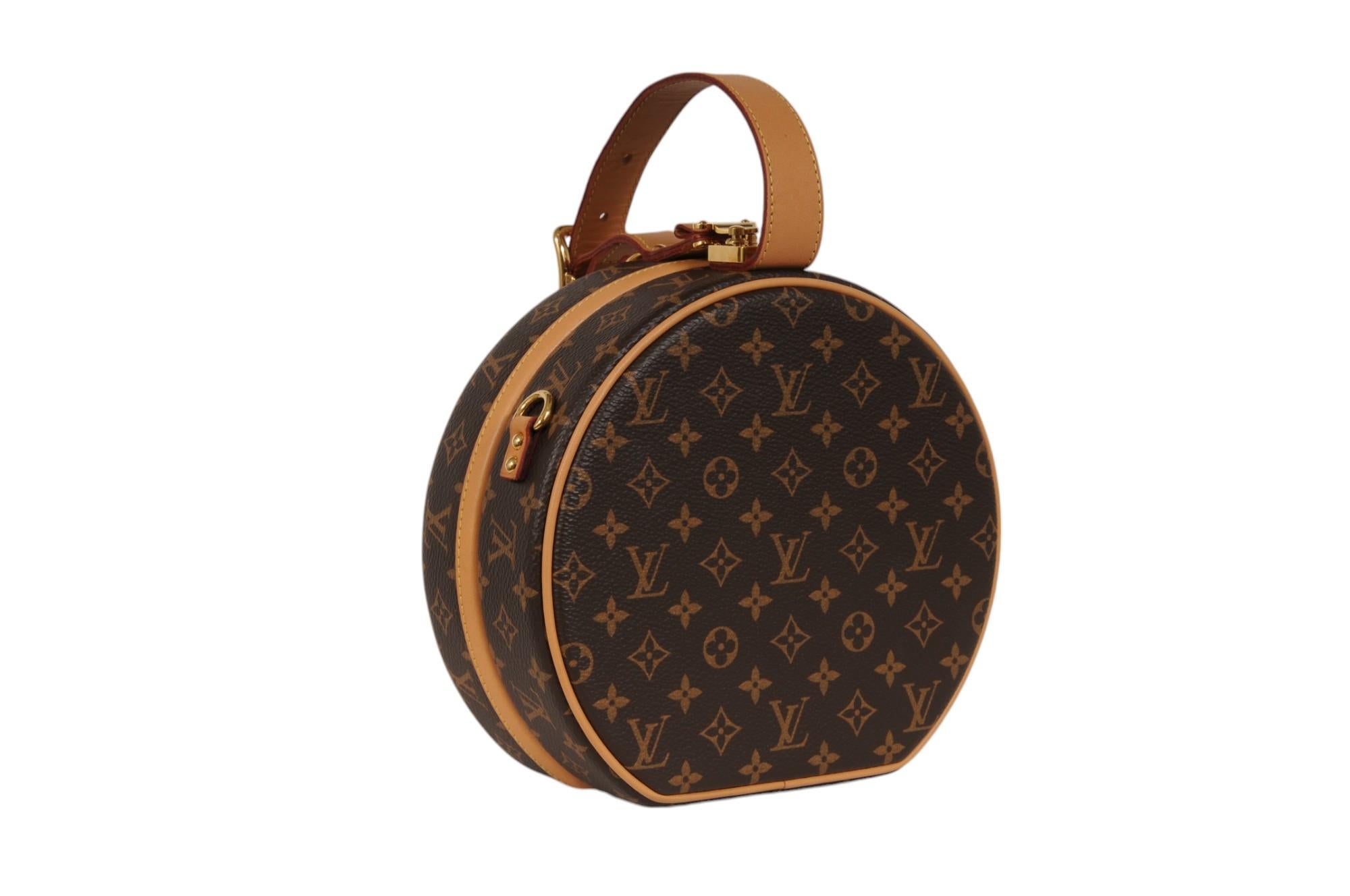 Louis Vuitton Petite Boite Chapeau Bag Brown Monogram Canvas Crossbody Shoulder en vente 1
