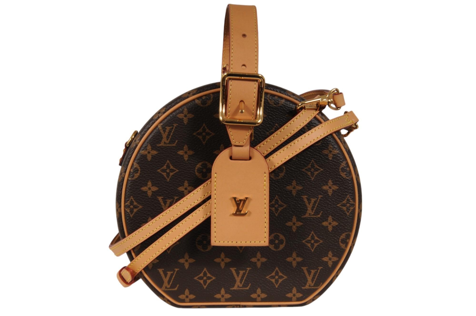 Louis Vuitton Petite Boite Chapeau Bag Brown Monogram Canvas Crossbody Shoulder en vente 12
