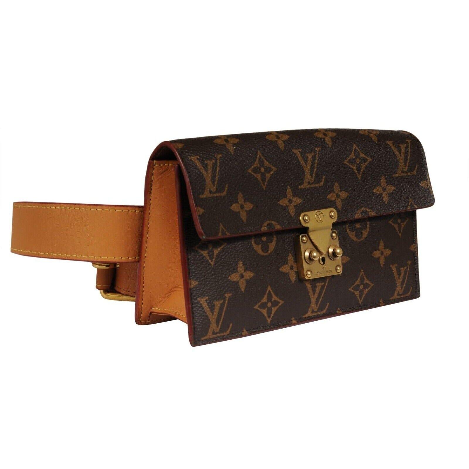 Nero Louis Vuitton Donna Monogram S Lock Belt Pouch MM Borsa in pelle marrone Virgil in vendita