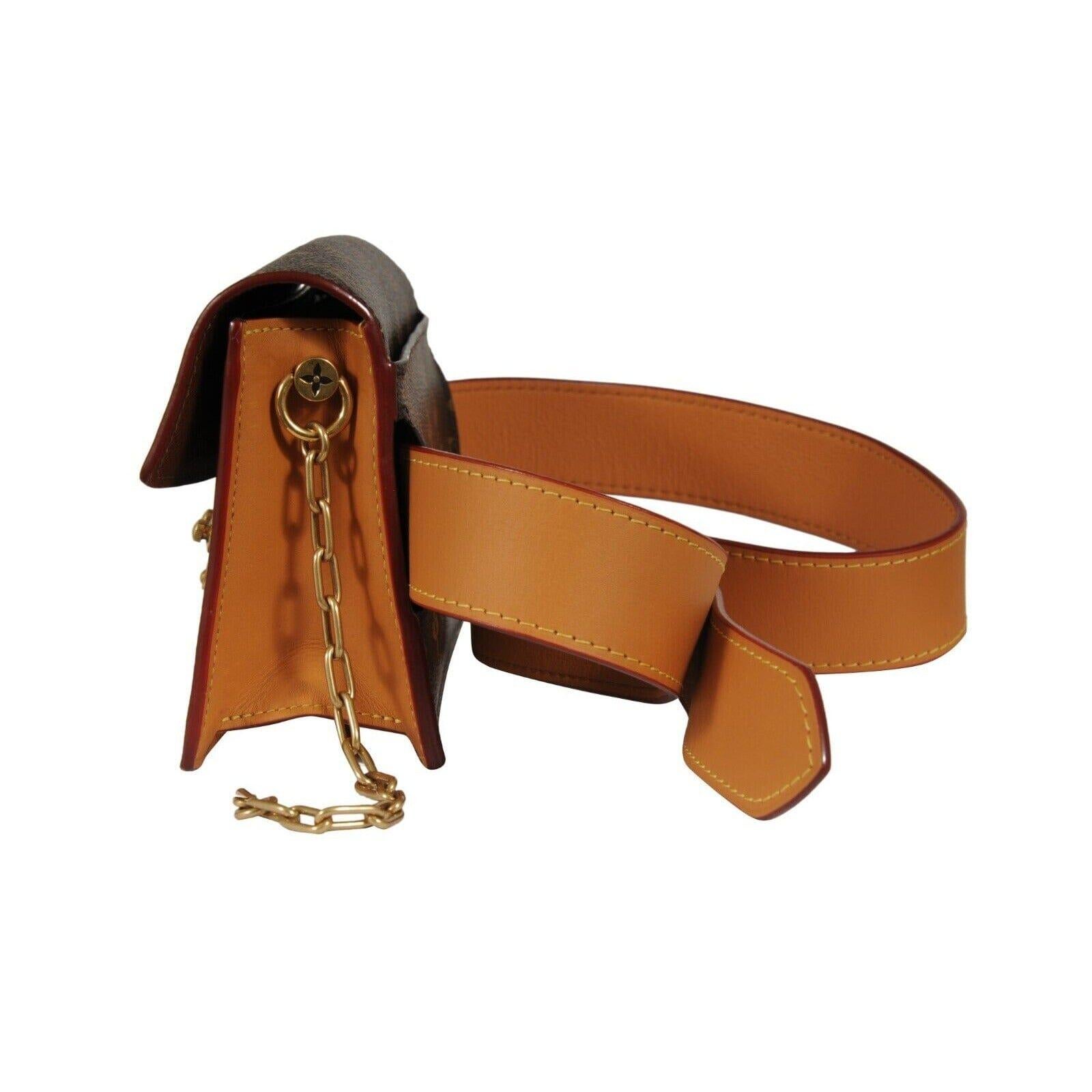 Louis Vuitton Donna Monogram S Lock Belt Pouch MM Borsa in pelle marrone Virgil in vendita 5
