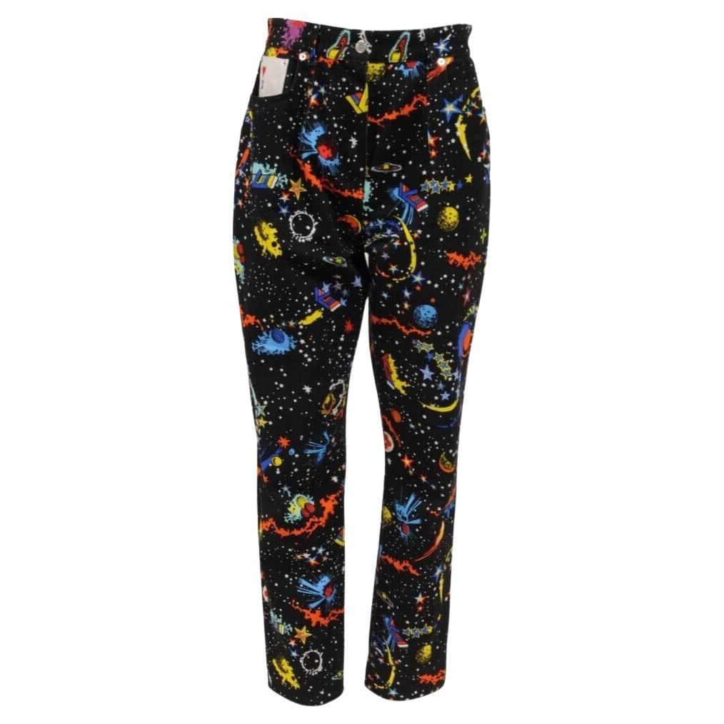 Jean Louis Vuitton Galaxy Print Jeans 42 US 10 Black Space Logo Game On Denim en vente