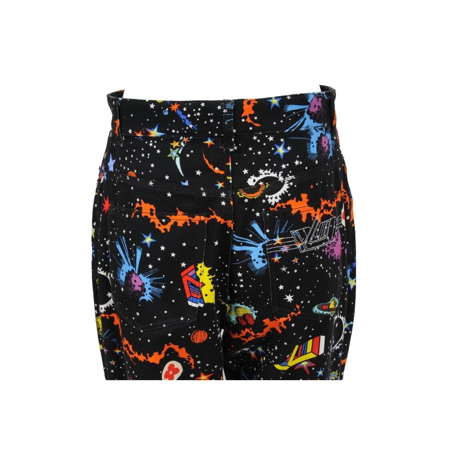 Jean Louis Vuitton Galaxy Print Jeans 42 US 10 Black Space Logo Game On Denim en vente 6