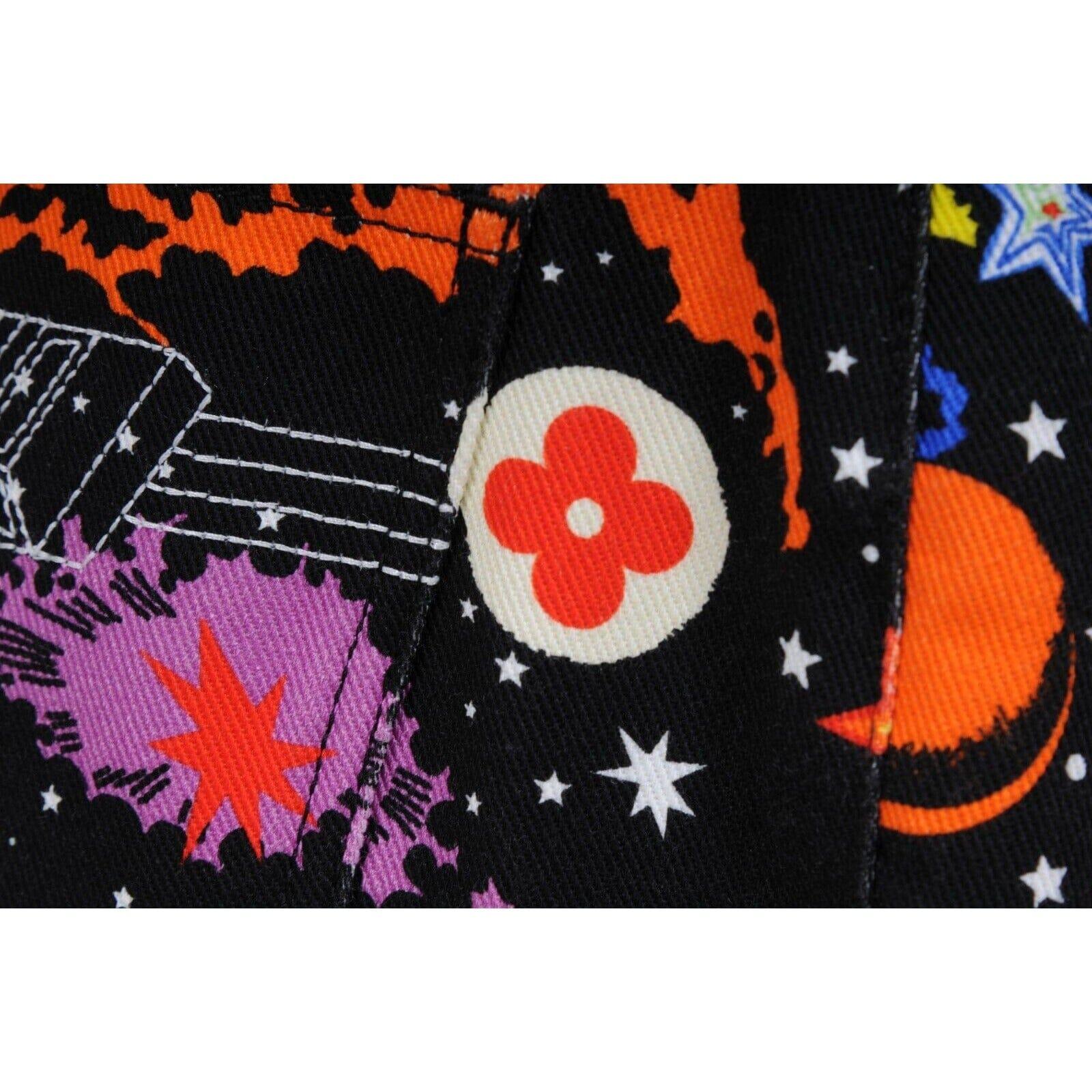 Jean Louis Vuitton Galaxy Print Jeans 42 US 10 Black Space Logo Game On Denim en vente 4