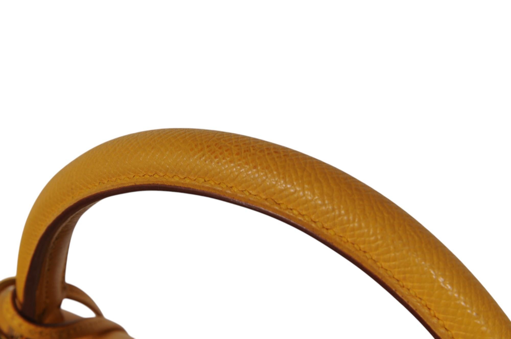 Hermes Kelly 32 Sellier Jaune Ambre Gold Hardware Vintage 2000's Crossbody im Angebot 6