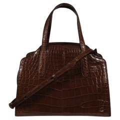 Loro Piana Sesia Bag Marrone Alligatore Crossbody Tote Top Handle Bag