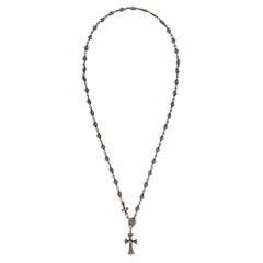 Chrome Hearts Choke Chain Necklace .925 Silver Tiny CH Cross Adjustable Choker