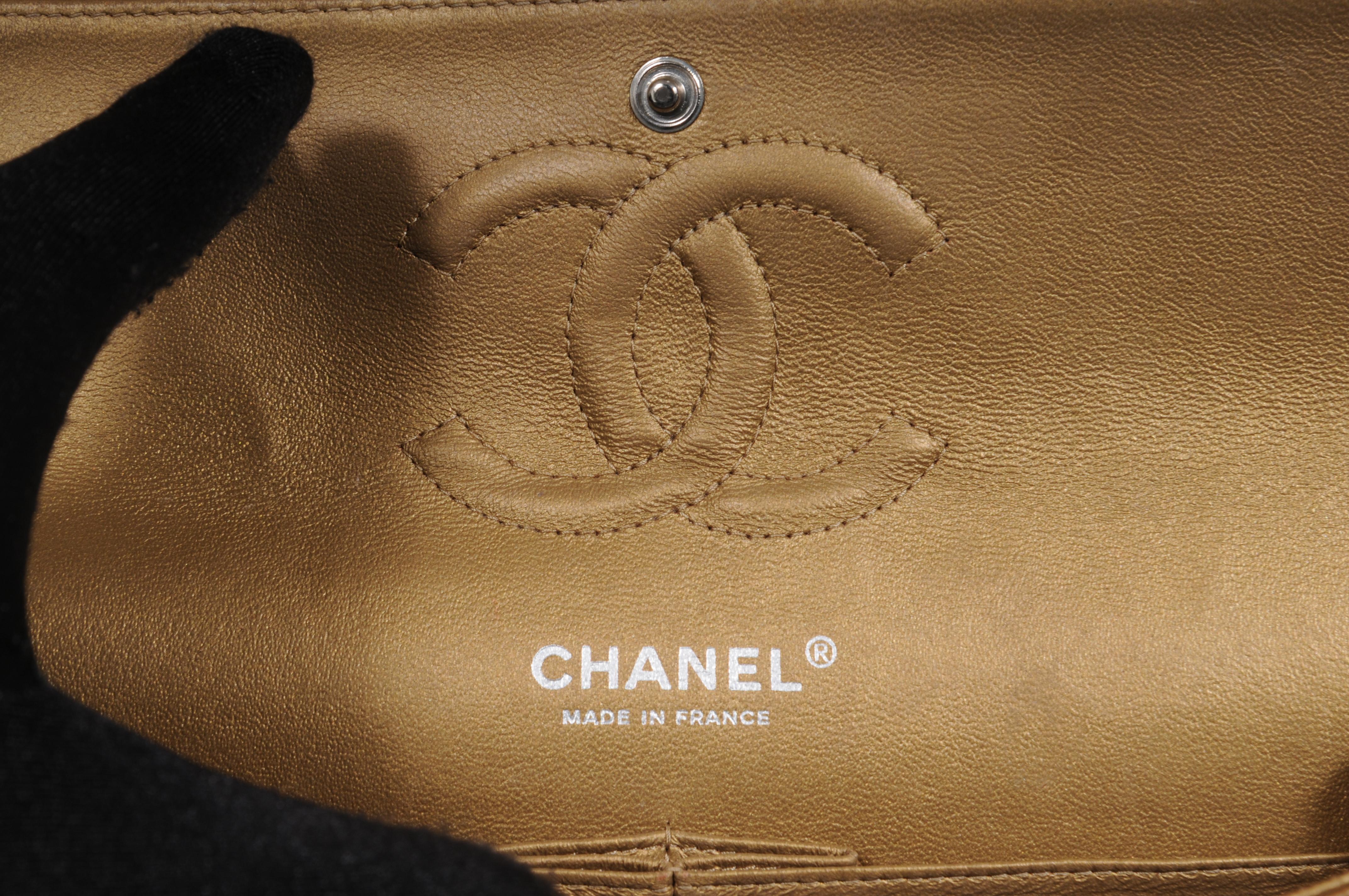 Chanel Donna Medium Double Flap Quilted Cav Brown Gold Tan Borsa in pelle Silver in vendita 16