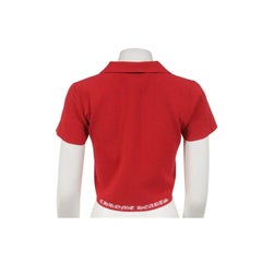 Chrome Heart Womens Logo V Neck Polo Crop Top Medium Red Viscose Blend Shirt