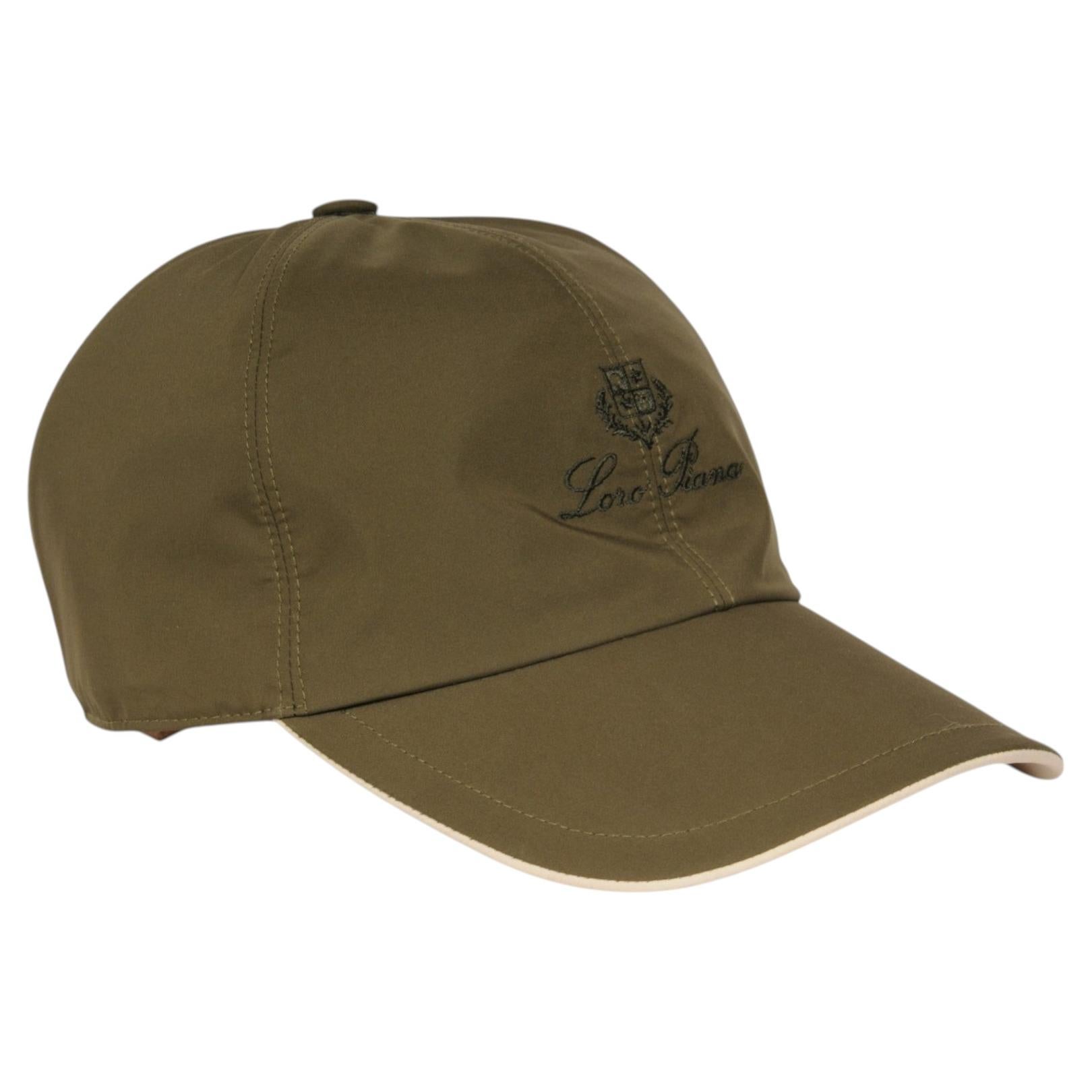 Pre-owned Loro Piana Baseball Cap Microfiber Storm System Olive Midnight Garden Medium In Brown