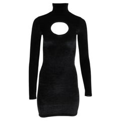 Vetements Miniabito con cut-out, taglia S, nero, velluto elasticizzato, collo alto, Demna