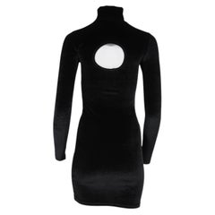 Vetements Miniabito con cut-out, taglia S, nero, velluto elasticizzato, collo alto, Demna
