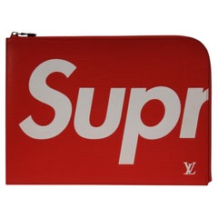 Pochette de voyage Louis Vuitton Supreme Pochette Jour Epi GM en cuir rouge et blanc
