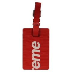 Louis Vuitton Supreme Kofferanhänger, rot-weißes Logo, Epi-Leder, Handgepäck, Reise