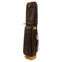 Louis Vuitton Lv Logo Golf Club Travel Bag & Umbrella Shoulder Strap Brown Tan