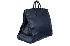 Hermès Haut A Courroies HAC 50 Reisetasche aus marineblauem Leder (Handgepäck)