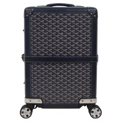 Goyard Bourget Trolley PM Rolling Luggage Navy Blue Black Carry On Travel Duffle
