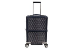 Goyard Bourget Trolley PM Rolling Luggage Navy Blue Black Carry On Travel Duffle