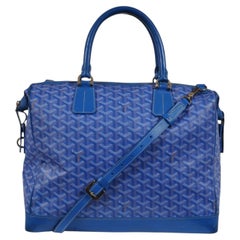 Goyard Victoria GM 45 Blue Goyardine Canvas Weekend Travel Bag Carry-On Duffle