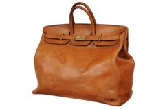 Hermes 1950s Hermès Haut A Courroies HAC 50 Natural Tan Leather Gold Hardware