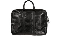 Gucci Imprime GG Logo Laptop Bag Gloss Black Coated Briefcase Travel Carry On