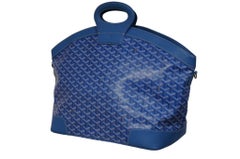 Goyard Beluga MM Handle Bag Royal Blue Leather Carry On Travel Duffle Weekend