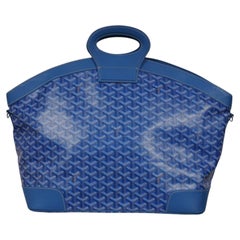 Goyard Beluga MM Handle Bag Royal Blue Leather Carry On Travel Duffle Weekend