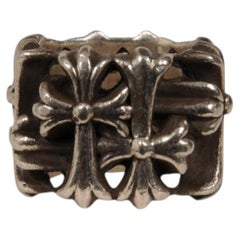 Bague Chrome Hearts OG Square Cemetery Double Cross Box, taille 10,5, argent 925