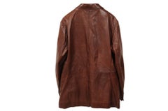 Prada Leather Blazer Jacket IT 54 Large Oxblood Red Single Breasted Pocket Coat