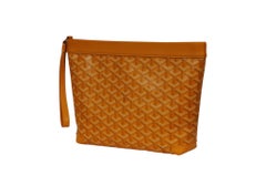 Goyard Conti Pouch Yellow Bag Leather Canvas Travel Evening Daytime Wrist Holder