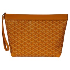 Goyard Conti Pouch Yellow Bag Leather Canvas Travel Evening Daytime Wrist Holder