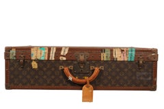 Louis Vuitton Alzer 75 Brown Tan Travel Trunk Suitcase LV Logo Monogram