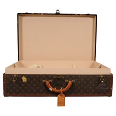Louis Vuitton Alzer 75 Brown Tan Travel Trunk Suitcase LV Logo Monogram